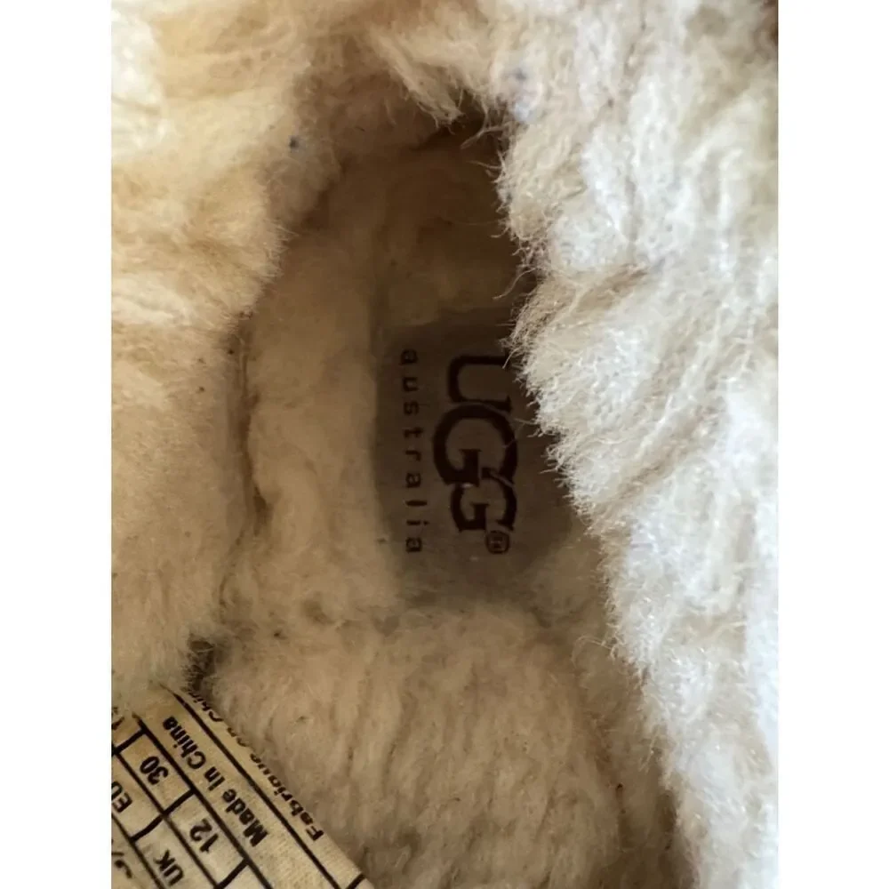 UGG Australia Tan Suede Shearling-Lined Moccasin Slippers Kid’s Size 13